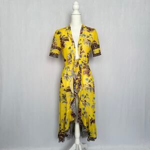 Le Superbe Tropical Chiffon Kimono Duster Robe Dress, Size 2
